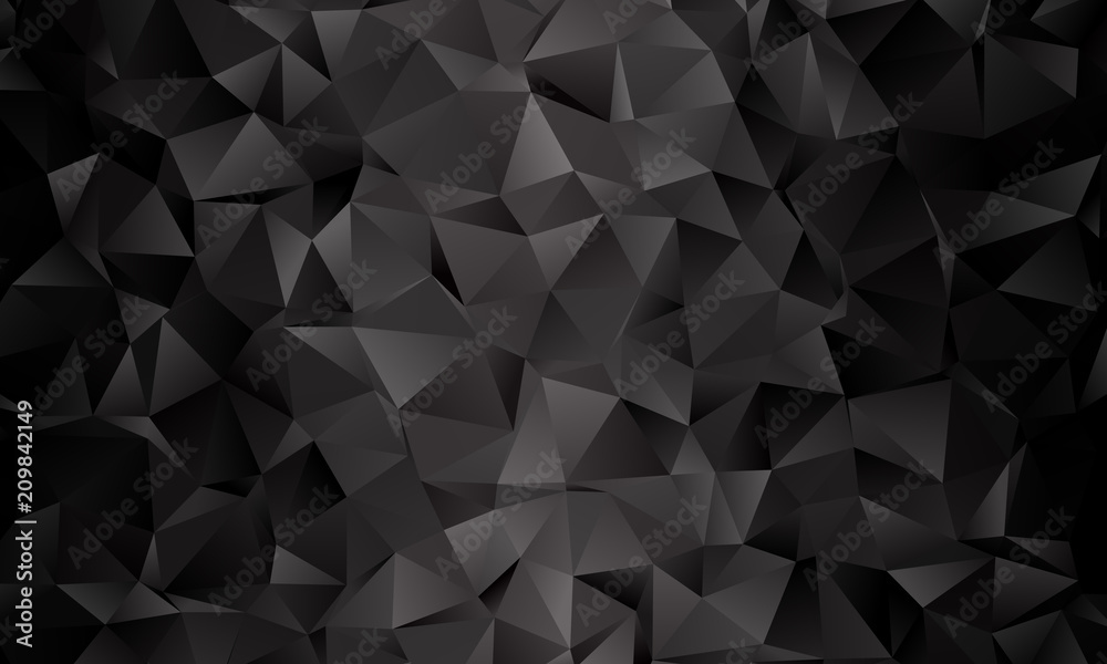 Plakat Black polygon background. Vector imitation of the 3D illustration. Pattern with triangles of different scale.