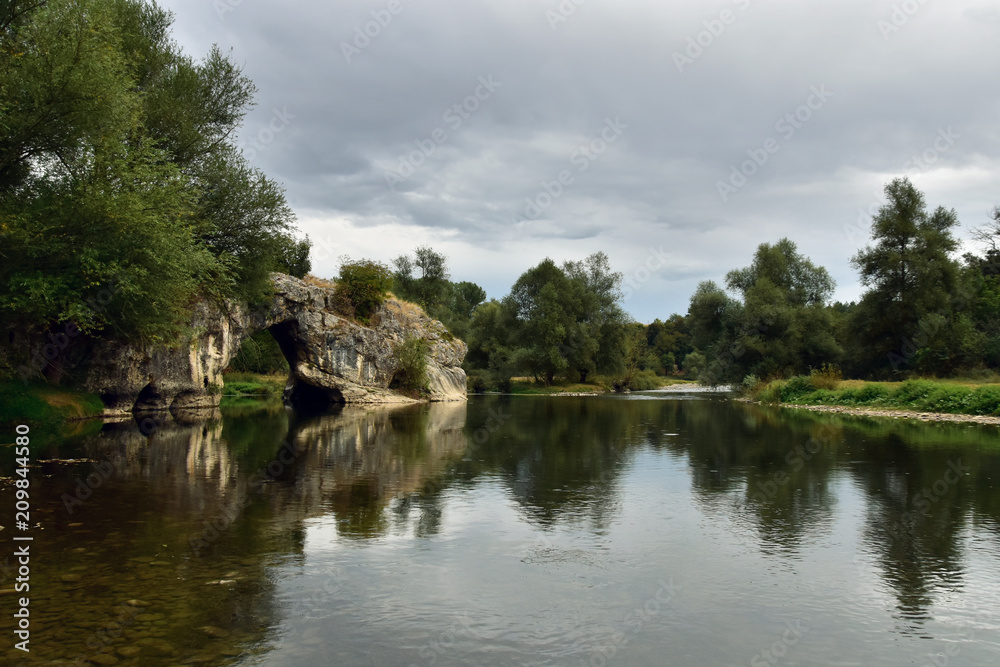 Natural rock-bridge above Vit River near Aglen Village, Bulgaria