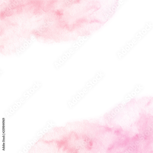 Fototapeta Naklejka Na Ścianę i Meble -  Hand painted pink watercolor border texture isolated on the whit