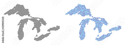 Fotografia, Obraz Pixelated Great Lakes map variants