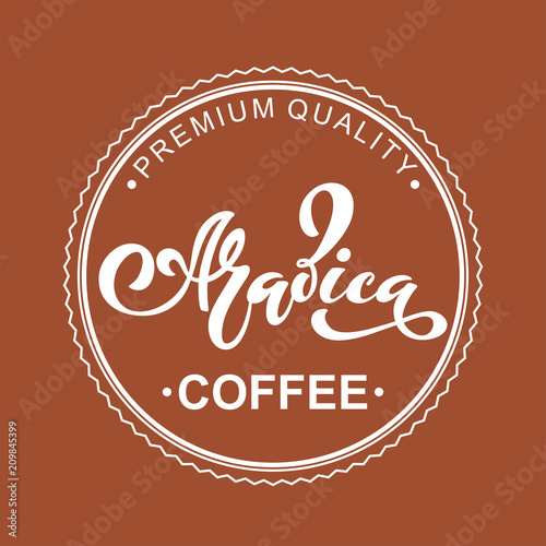 Arabica coffee logo. Vector illustration of handwritten lettering.