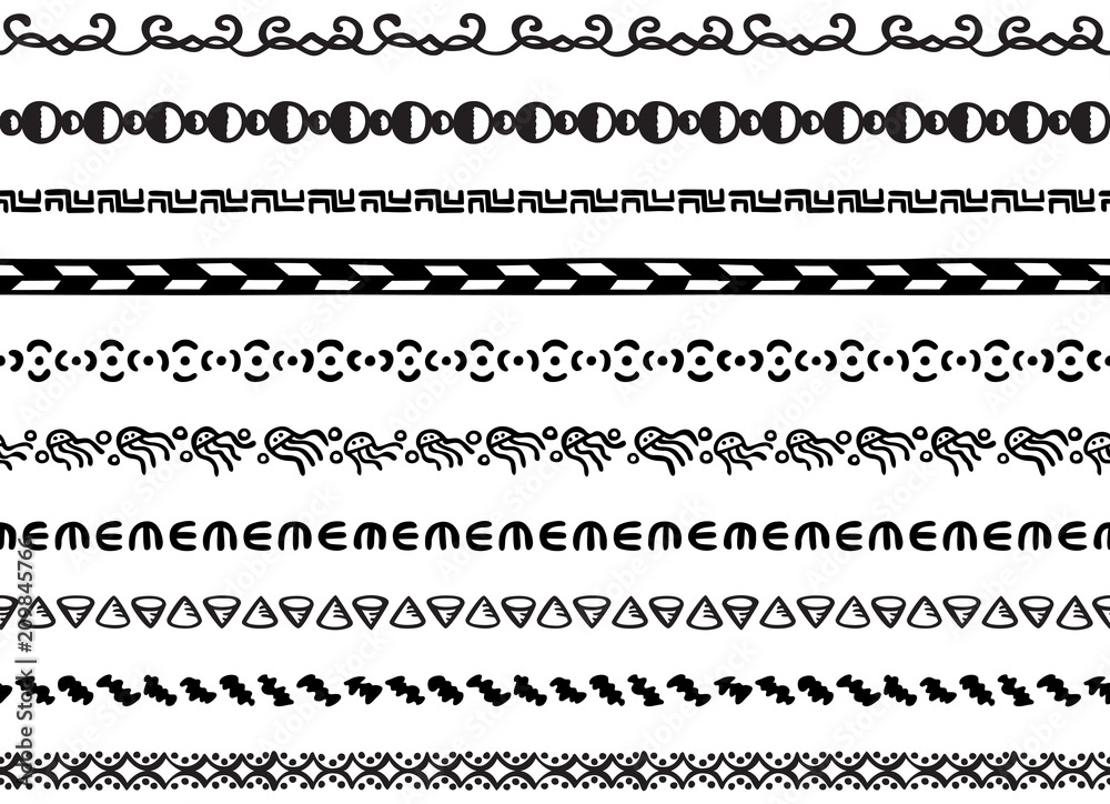 Illustrated seamless borders Illustrated seamless borders