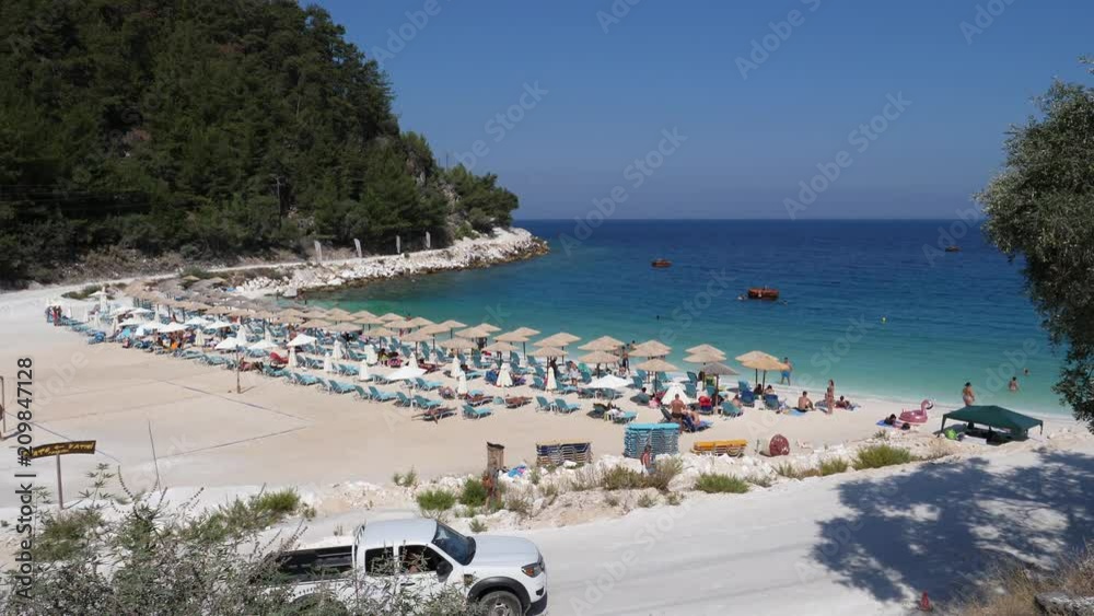 Picturesque Greece Marble beach in Thassos island sea resort leisure Picturesque Greece Marble beach in Thassos island sea resort leisure
