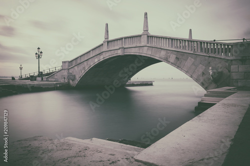 Venice old bridge panoramic long exposure photo