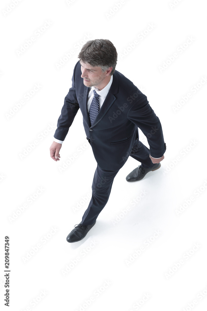 Top view confident businessman goes forward. Top view confident businessman goes forward.