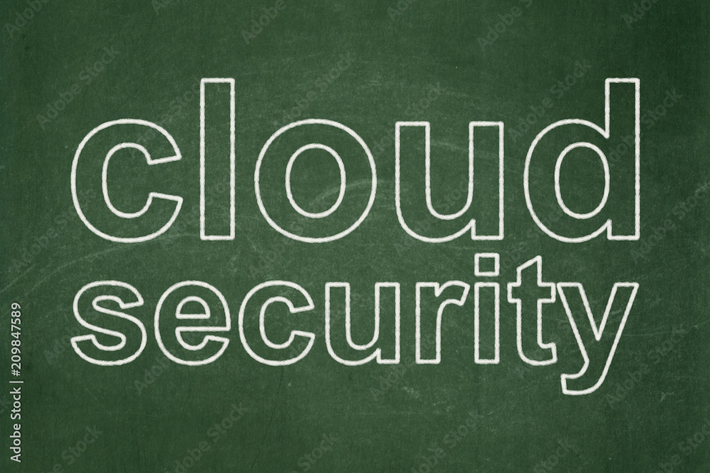 Obraz premium Privacy concept: text Cloud Security on Green chalkboard background