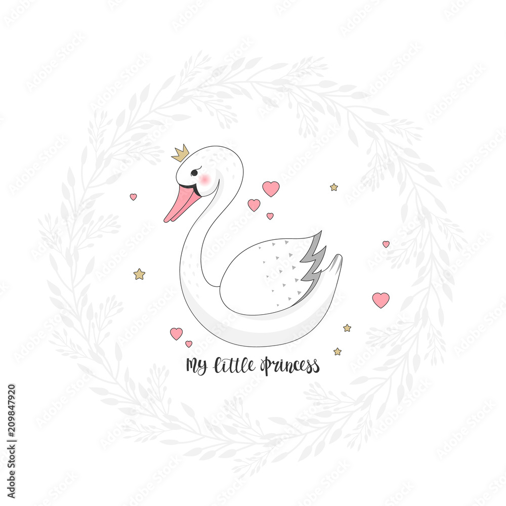 Beautiful swan cartoon with crown Stock Vector | Adobe Stock Beautiful swan cartoon with crown Stock Vector | Adobe Stock