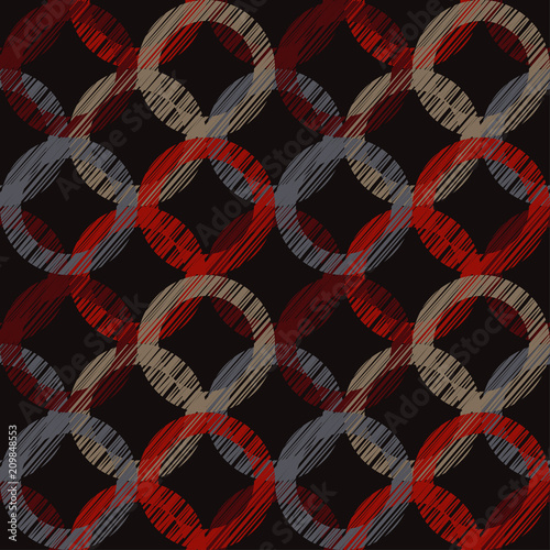 Polka dot seamless pattern. Hand hatching. Brushwork. Geometric background. Scribble texture. Тextile rapport.