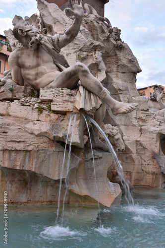 Rome  Piazza Navona  Fountain of the Four Rivers  realizes by the architect G.L. Bernini in 1651.View and details.