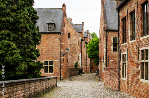 View on belgian brick house in Groot Begijnhof Leuven
