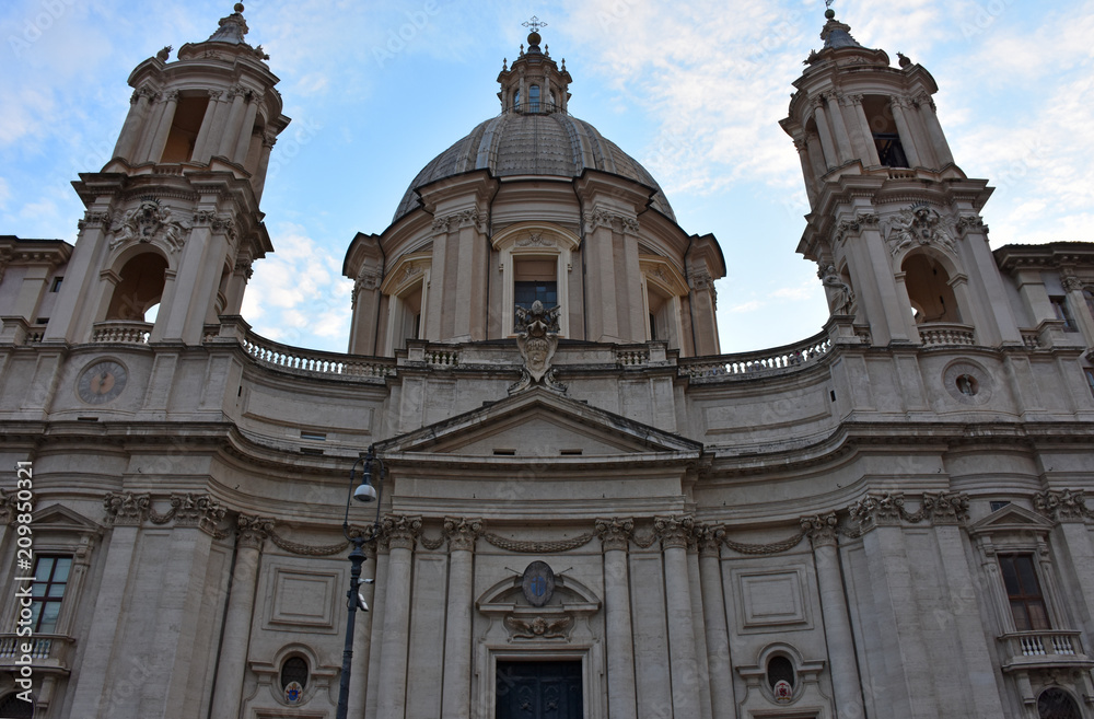 Rome, piazza Navona, facade of the church of S.Agnese completed in 1672.