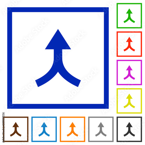 Merge arrows up flat framed icons