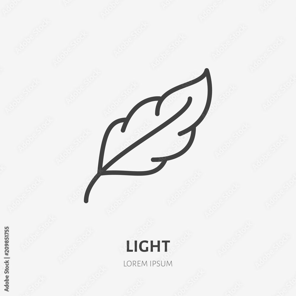 Feather Flat Line Icon Soft Light Weight Feature Sign Thin Linear Logo Stock ベクター Adobe Stock