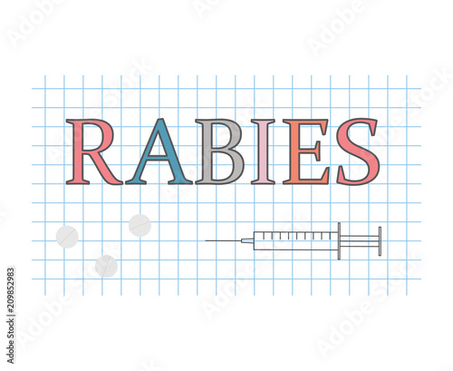 rabies word on checkered paper sheet- vector illustration
