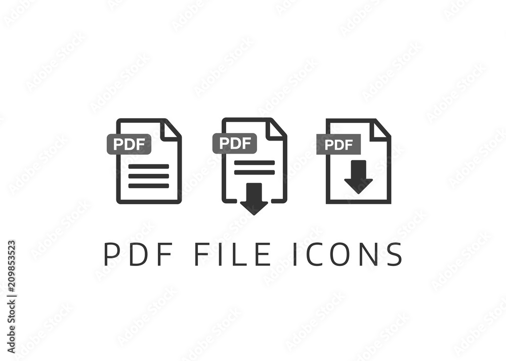 PDF File download icon. Document text, symbol web format information. Document icon set