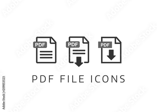 PDF File download icon. Document text, symbol web format information. Document icon set