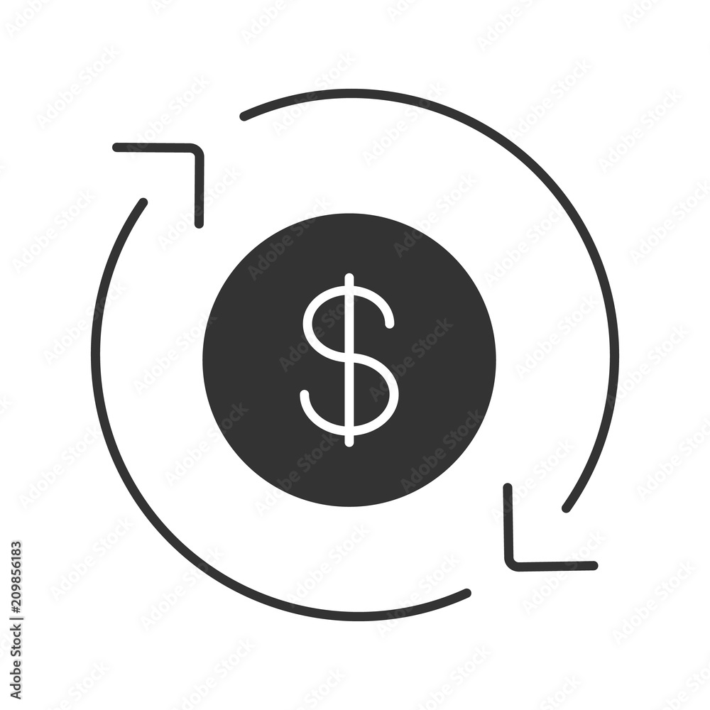 Dollar currency exchange glyph icon Dollar currency exchange glyph icon