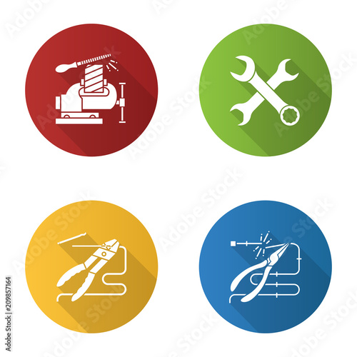 Construction tools flat design long shadow glyph icon