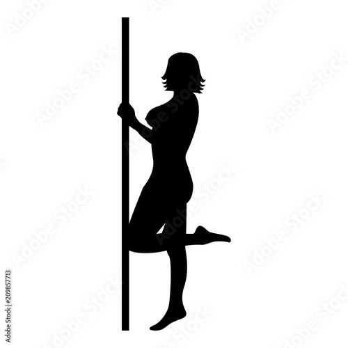 Striptease performer woman on tube icon black color illustration flat style simple image