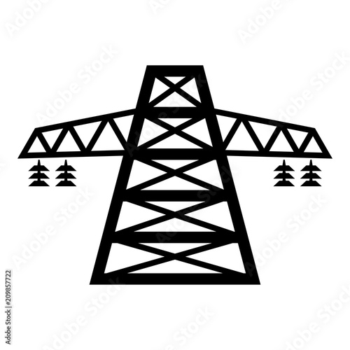 Electric pole post high voltage set line icon black color illustration flat style simple image