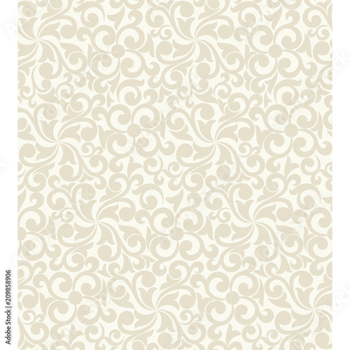 Seamless light background with beige pattern in baroque style. Vector retro illustration. Ideal for printing on fabric or paper. © bulbbright