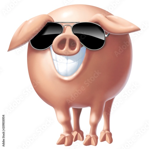 Illustrazione Stock maiale con occhiali da sole | Adobe Stock
