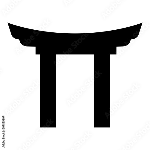 Chinese Gate icon black color illustration flat style simple image