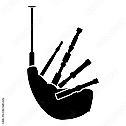 Bagpipes icon black color illustration flat style simple image