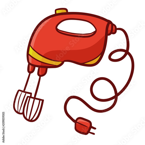 Cool and funny red hand mixer for making a cake or pastry - vector.