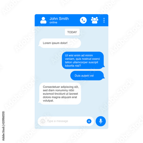 Messenger chat page vector flat background