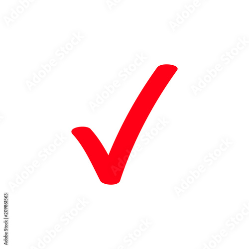 Red tick marker checkmark vector icon
