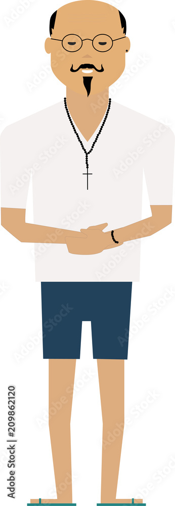 The Asian man folded his arms and stands The Asian man folded his arms and stands