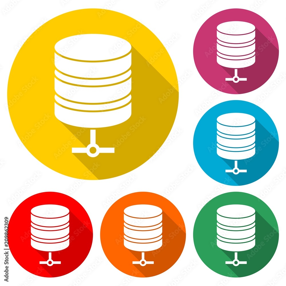 Hosting server shadow, Database icon, color icon with long shadow Hosting server shadow, Database icon, color icon with long shadow