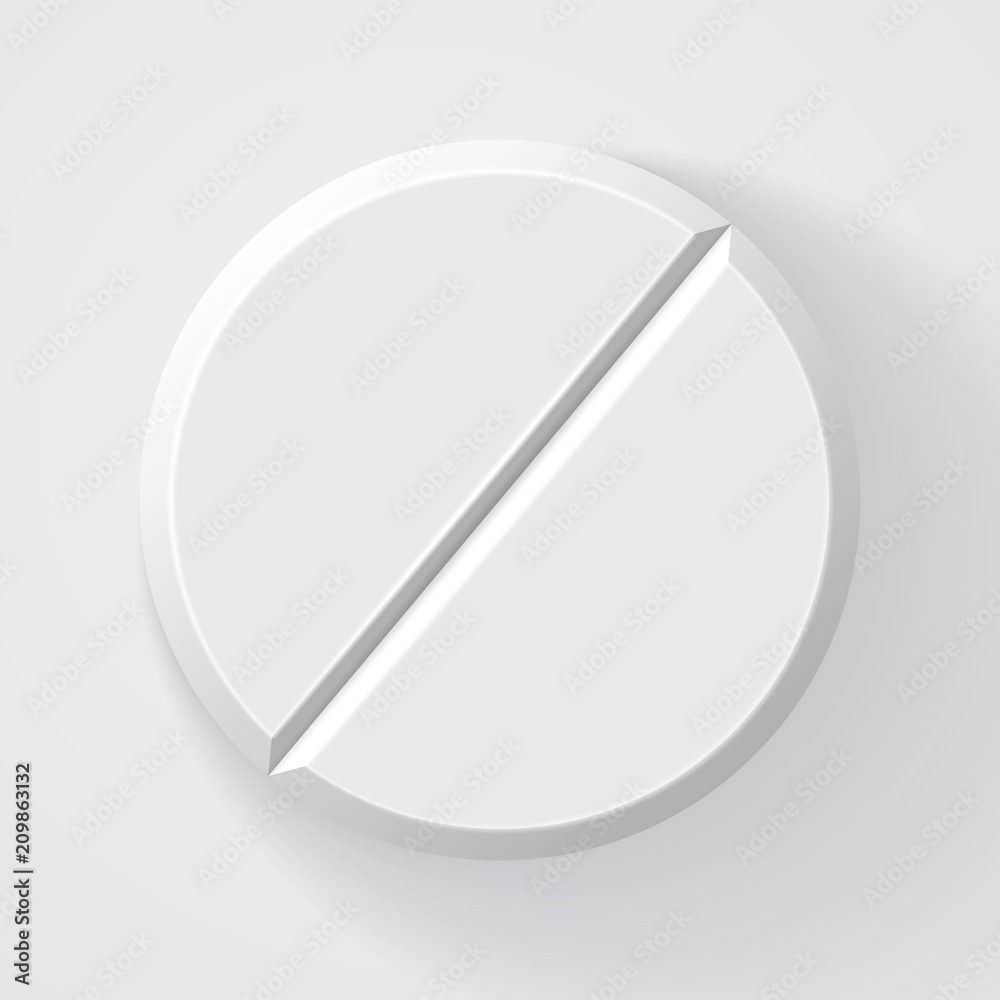 Realistic White Pills and Tablets Isolated on Background Realistic White Pills and Tablets Isolated on Background
