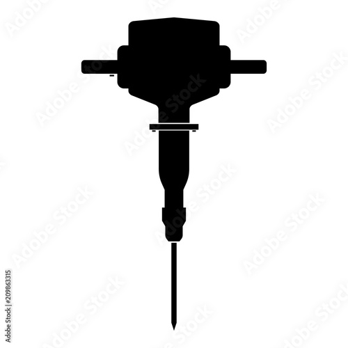 Jackhammer icon black color illustration flat style simple image
