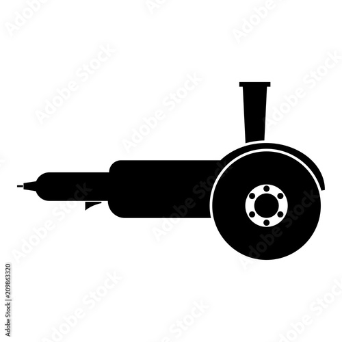 Bulgarian electric circular saw angle grinder with discs hand-held icon black color illustration flat style simple image