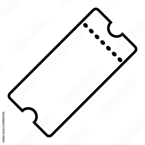 Ticket vector icon. Black illustration isolated on white background for graphic and web design.