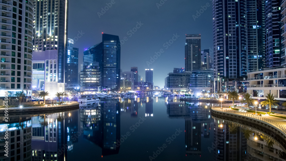 Night scene in the Dubai, Marina Dubai.