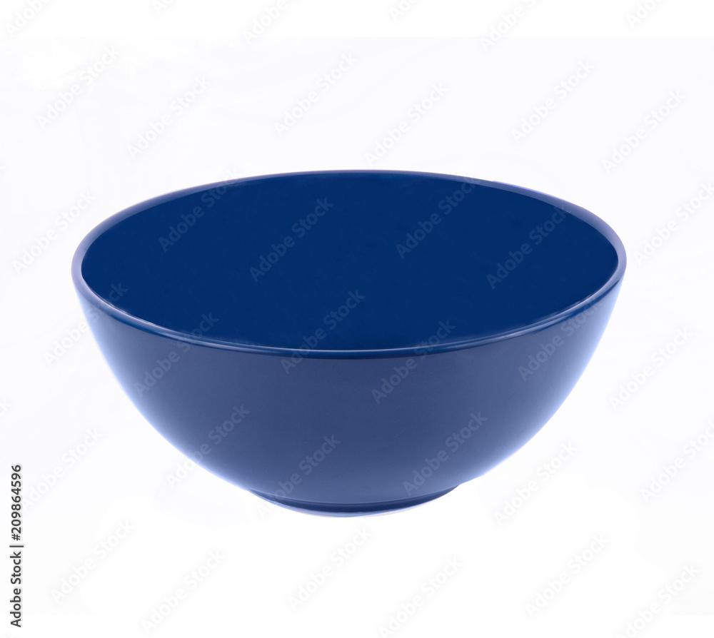 Empty blue ceramic bowl isolated on white background Empty blue ceramic bowl isolated on white background
