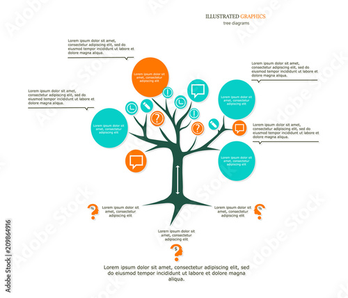 Tree as a business template for your presentation. Illustrated graphics for the layout workflow.