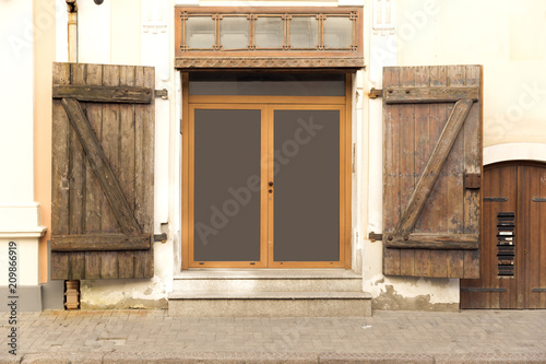 Building exterior, old building door. Old town Riga, Latvia © artursfoto