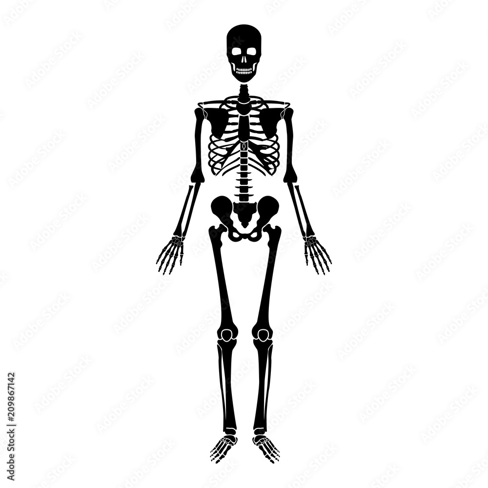 Human skeleton icon black color illustration flat style simple image