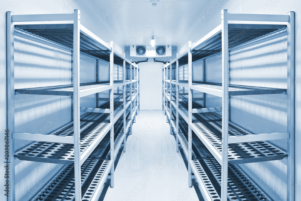 Refrigeration chamber for food storage.. - obrazy, fototapety, plakaty 