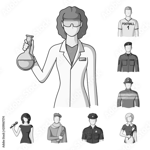 People of different professions monochrome icons in set collection for design. Worker and specialist vector symbol stock web illustration.