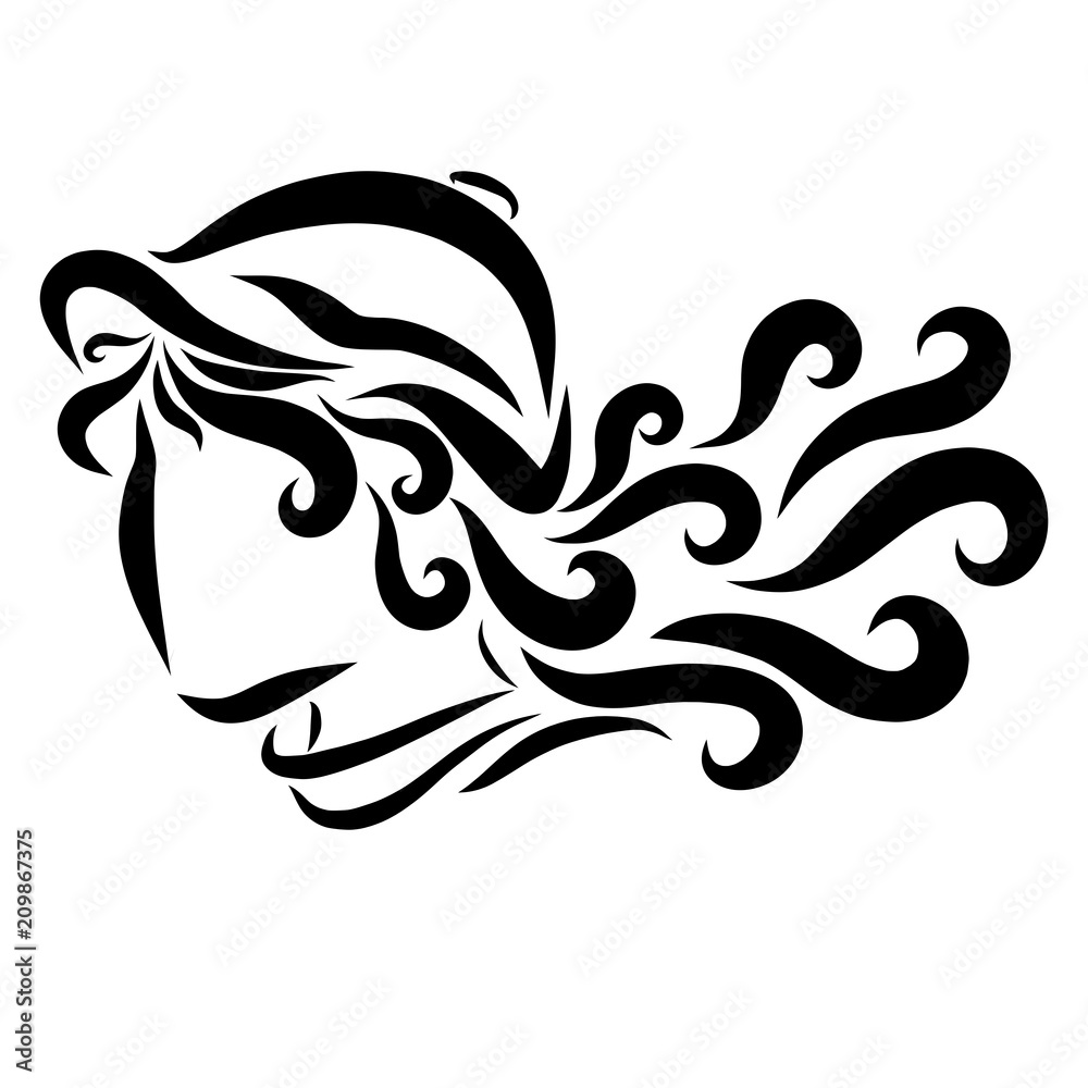 Fototapeta premium Girl with long wavy hair in a cap
