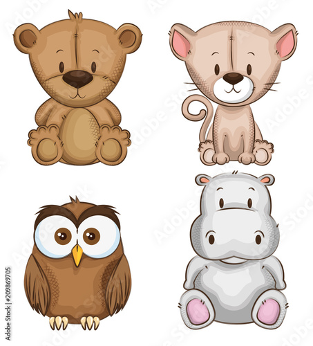 little and cute animals group vector illustration design