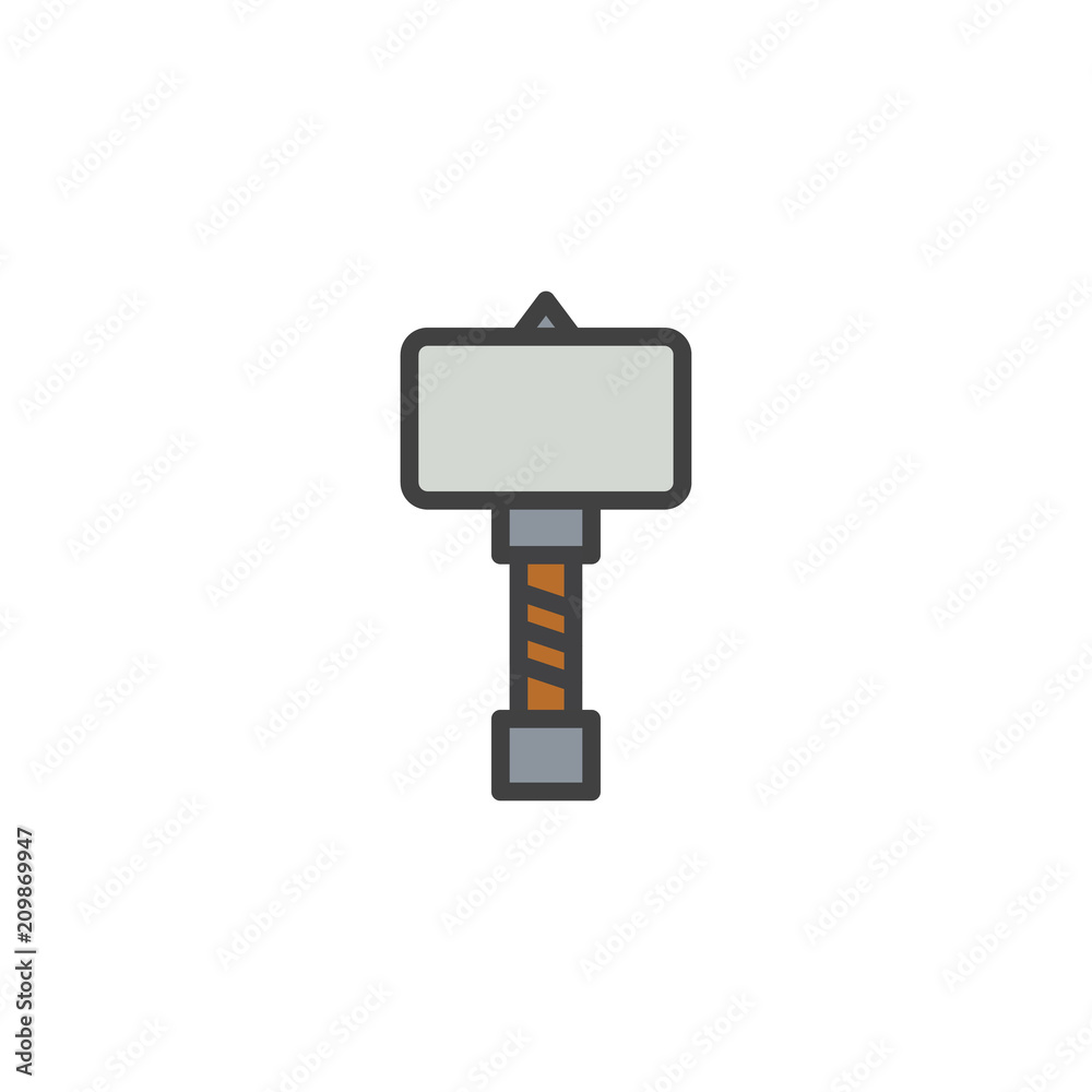 War hammer filled outline icon, line vector sign, linear colorful pictogram isolated on white. Medieval Hammer symbol, logo illustration. Pixel perfect vector graphics War hammer filled outline icon, line vector sign, linear colorful pictogram isolated on white. Medieval Hammer symbol, logo illustration. Pixel perfect vector graphics