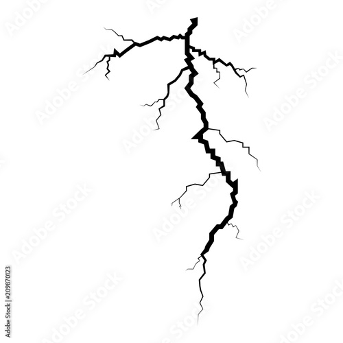 Thunderstorm crack icon black color illustration flat style simple image