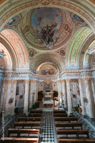 Internal view of Santa Croce church in Briaglia  Cuneo  Italy .