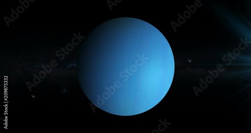 Uranus planet rotating in its own orbit in the outer space. Loop photo